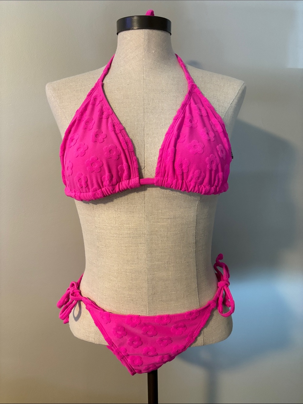 Hurley Hot Pink Textured Triangle Bikini
